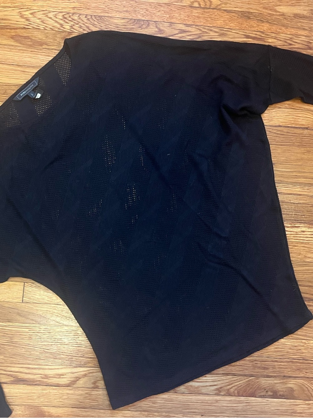 BCBG Maxazria Black Knit Long Sleeve Pinhole Sweater Size Medium